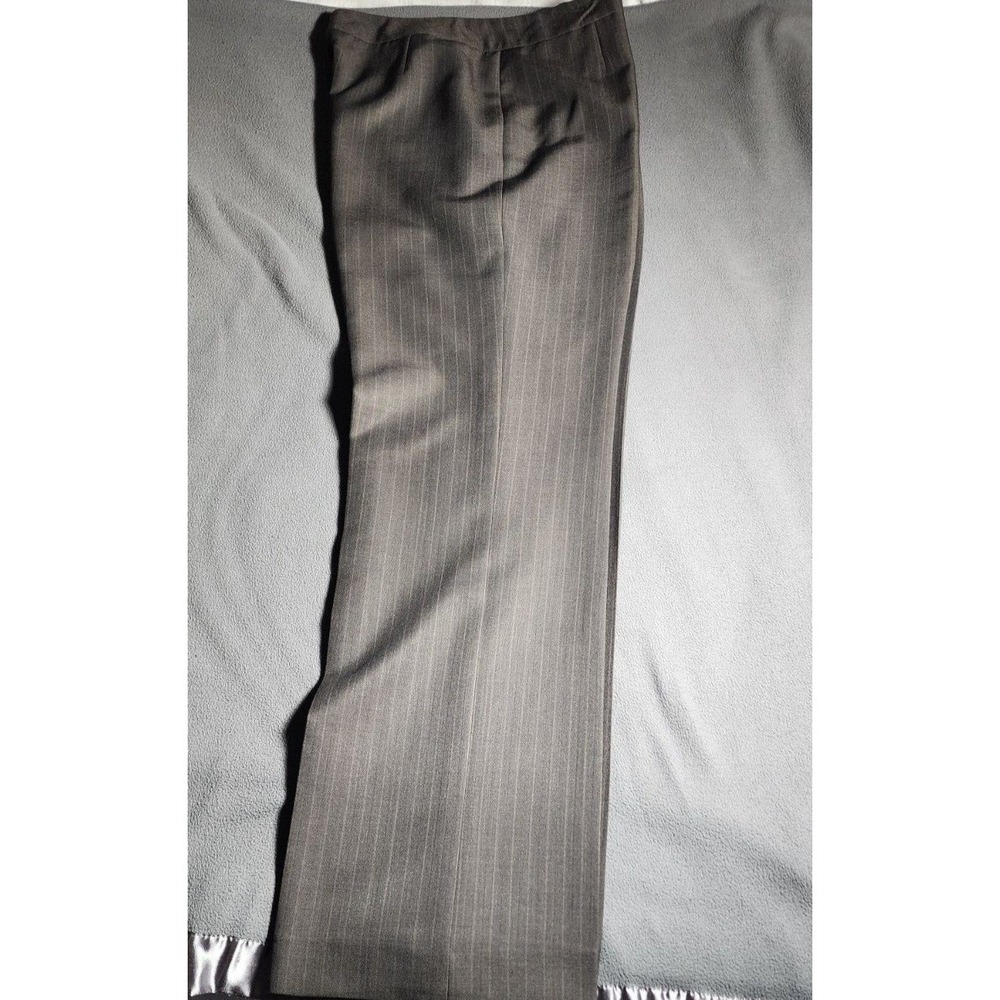 Kasper Pants Womens Size 10 Brown Striped Chino Casual Ankle Buttons Zip - Picture 16 of 16